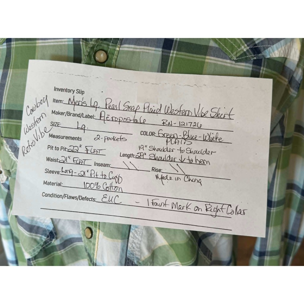 Aeropostale Men's LG Pearl Snap Plaid Western Style Shirt - Picture 2 of 7